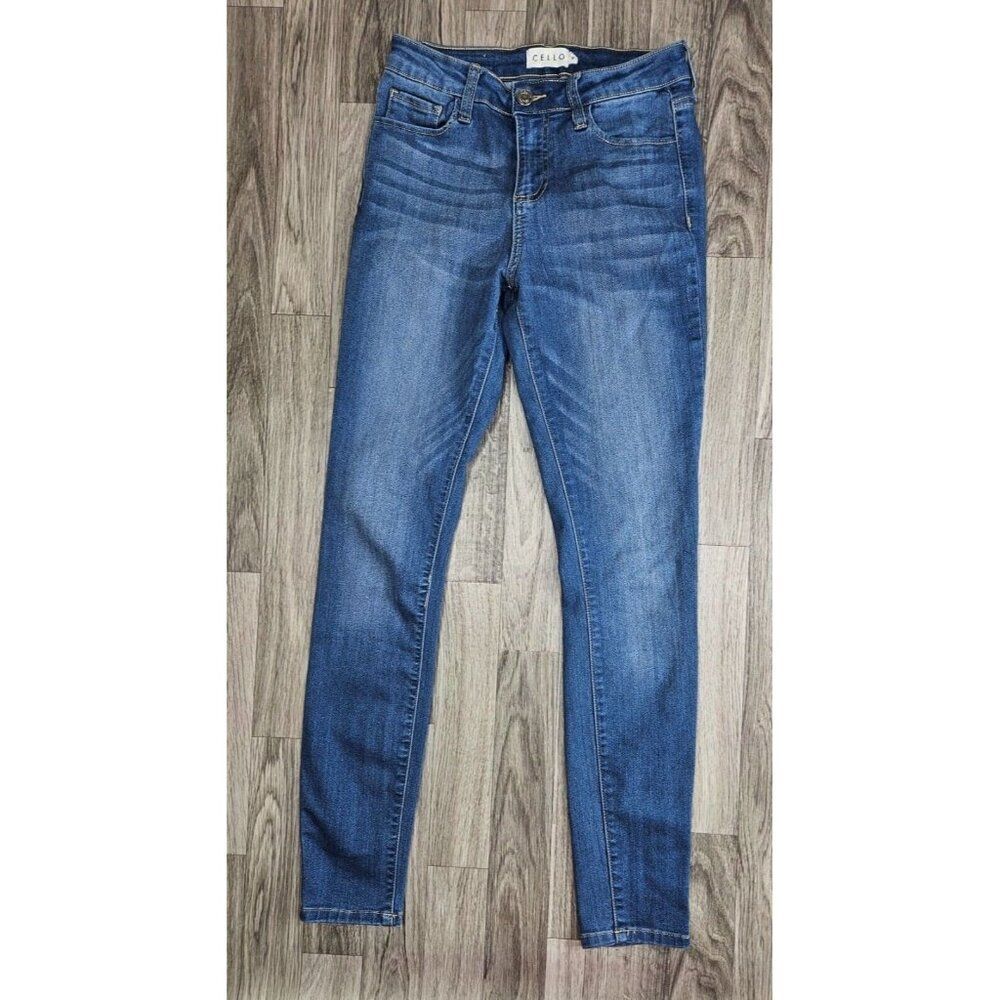 (3/$35) Cello Juniors Size 5‎ Pockets Whiskered Skinny Denim Blue Jeans